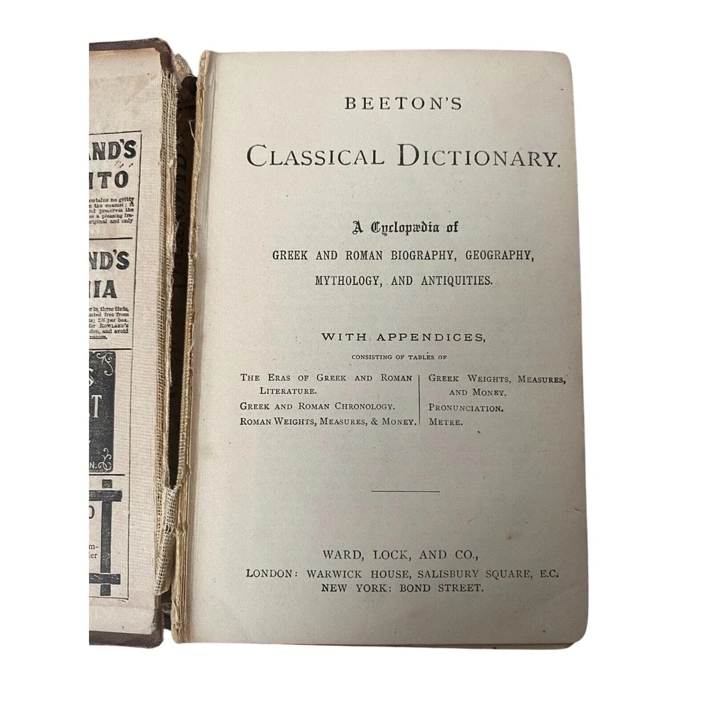 Antique Beeton's Shilling Classical Dictionary Greek & Roman Biography Geography